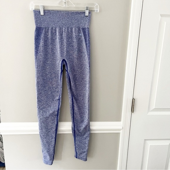 GymShark Compression Leggings Blue Active Athletic Womens XXS - Picture 3 of 7